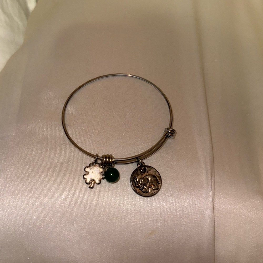 Gold Charm Bracelet with Green Accent